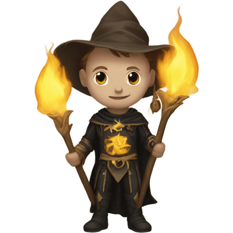 A sun warlock who is pale with brown hair and is holding a black kitten emoji