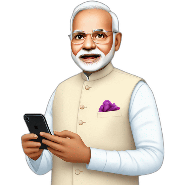 Modi ji with iPhone  emoji