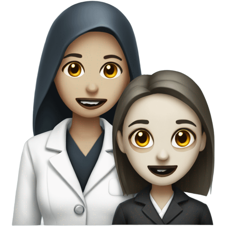 Female dentist and nosferatu emoji