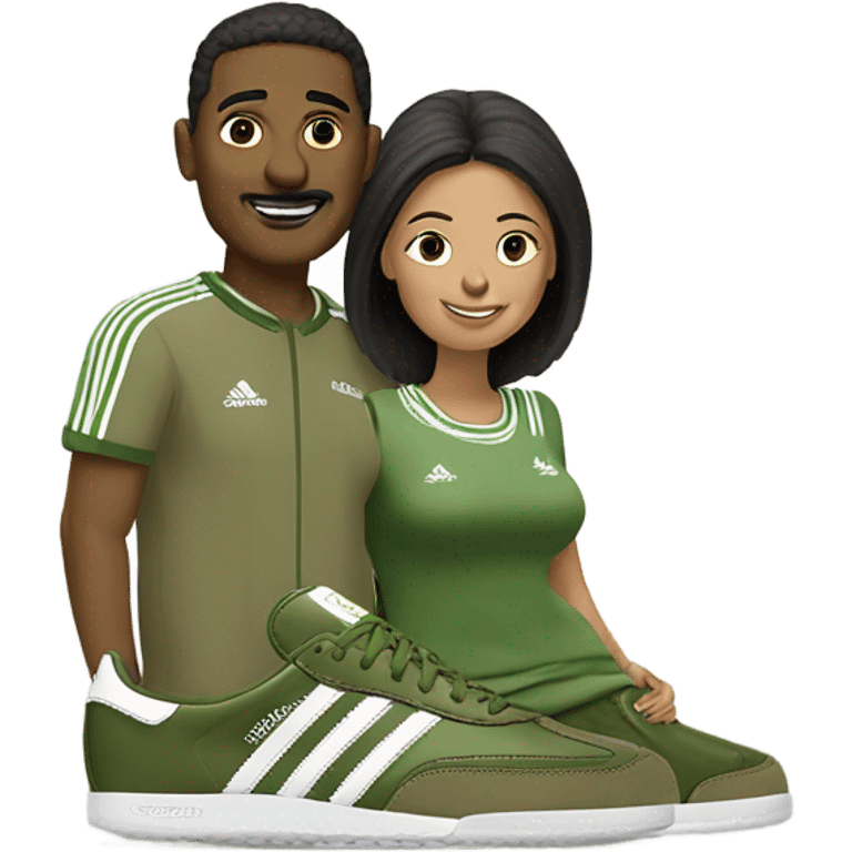 couple khaki green adidas samba emoji