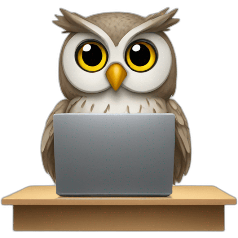 Owl working on a computer emoji