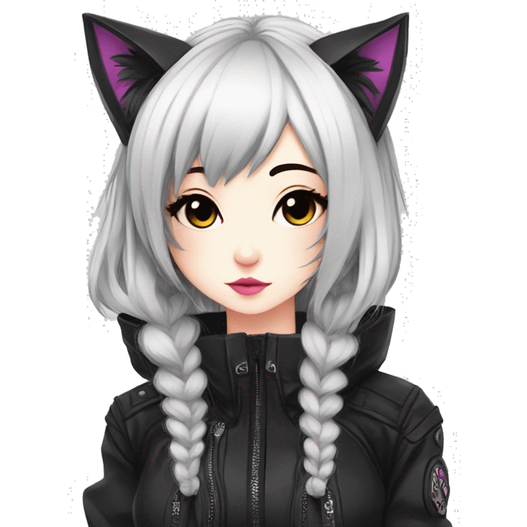 Edgy Kawaii Cute Cool Cartoon Beautiful Elegant Pretty Anime Punk Techwear Gothic Catgirl emoji