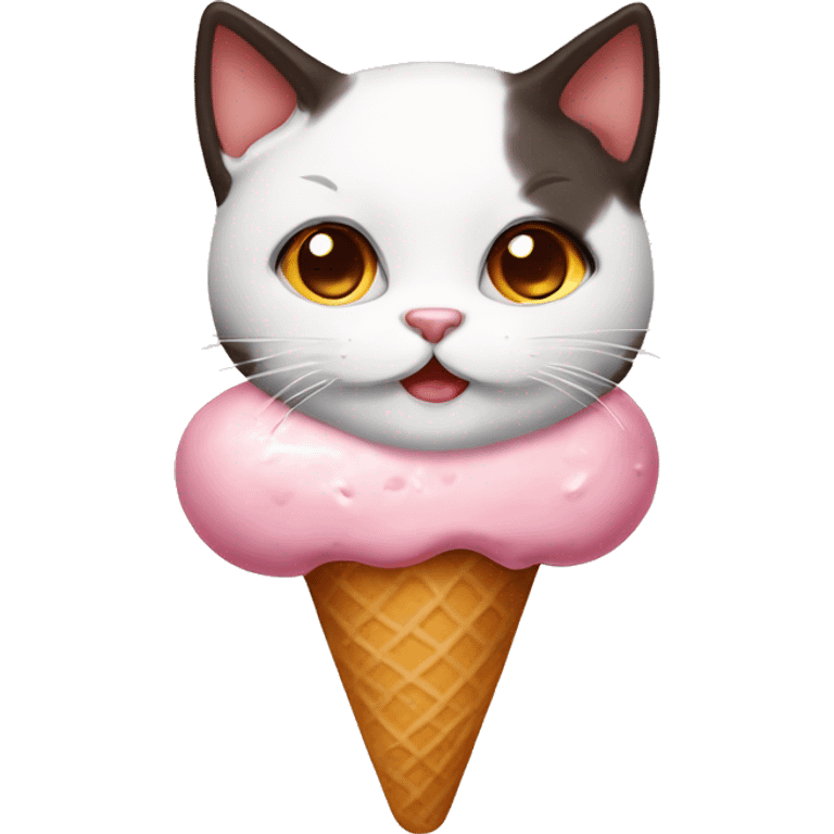 Icecream with fat calico cat emoji