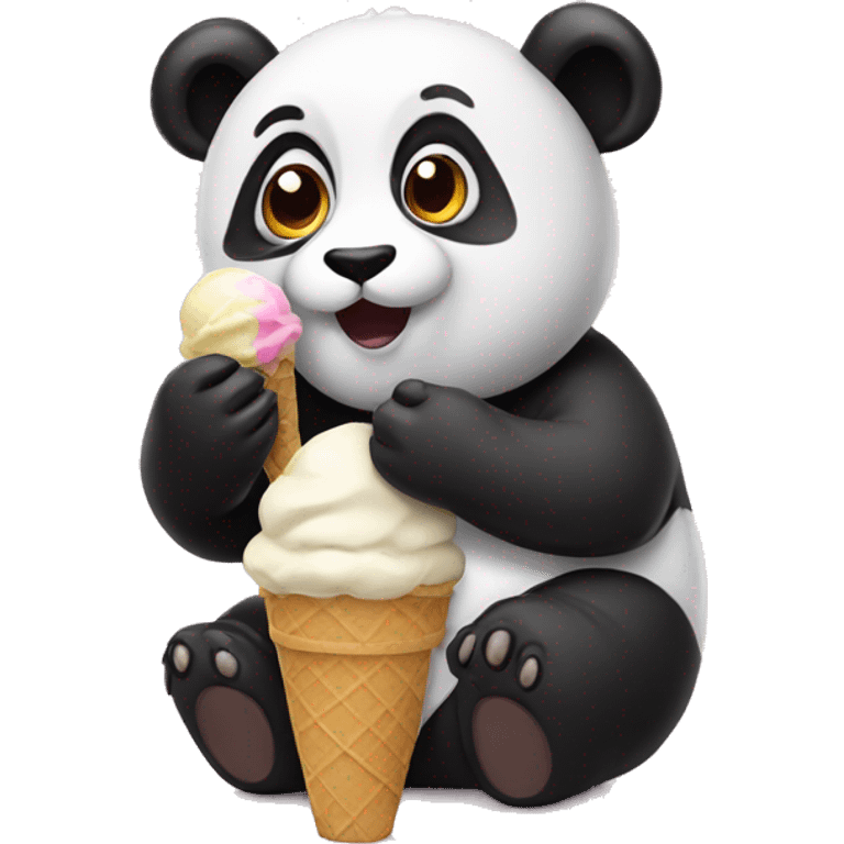 Panda eating ice cream emoji