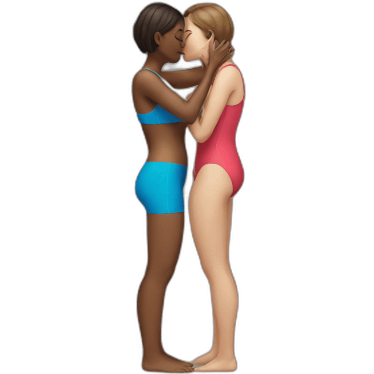 Woman kissing woman in swimming suit emoji