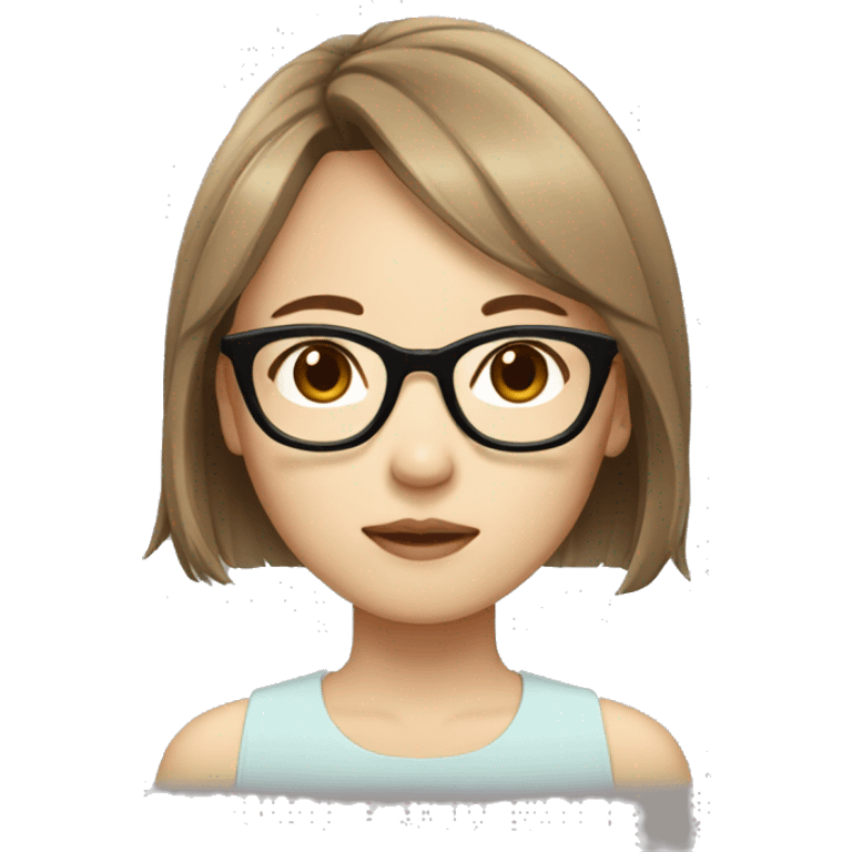 Korean girl with glasses, medium length hair, side bangs and light brown hair emoji