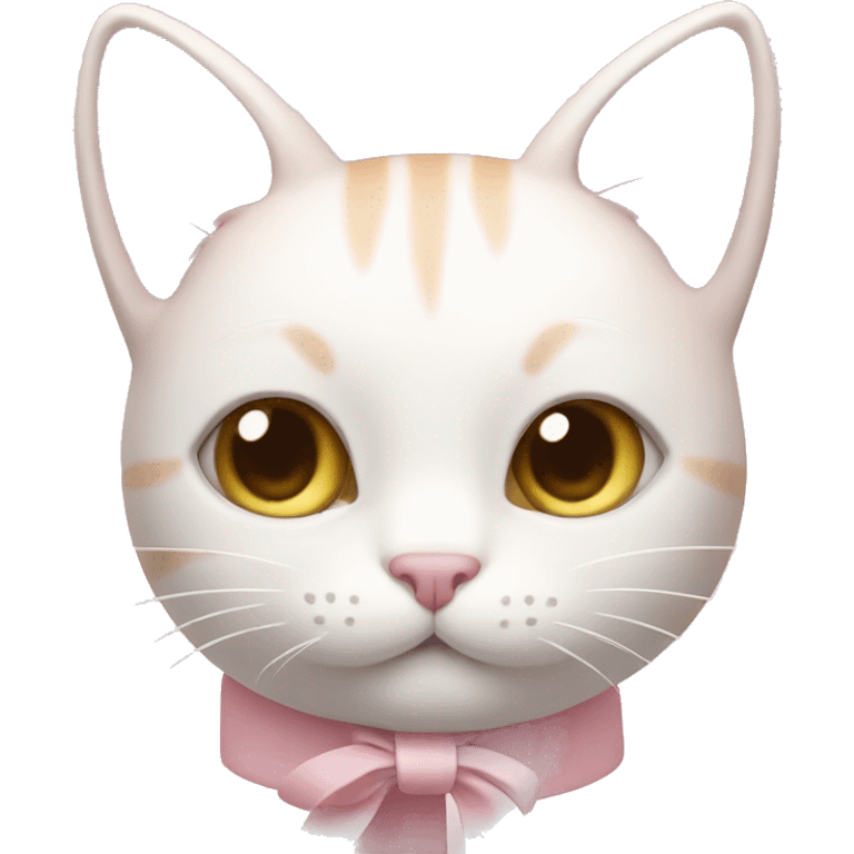 light pink cat with white ribbon emoji