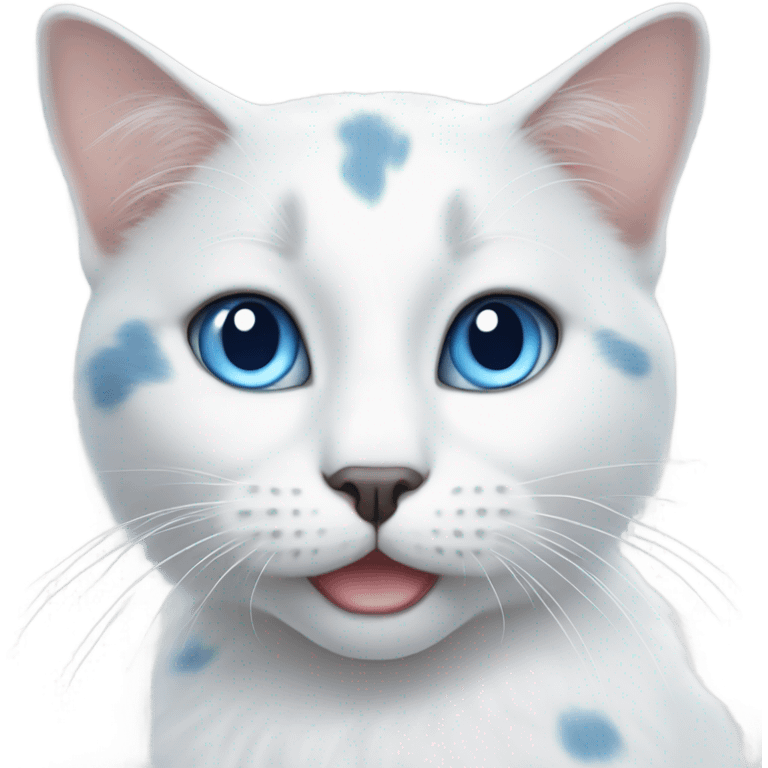 white cat with blue eyes and grey spots emoji