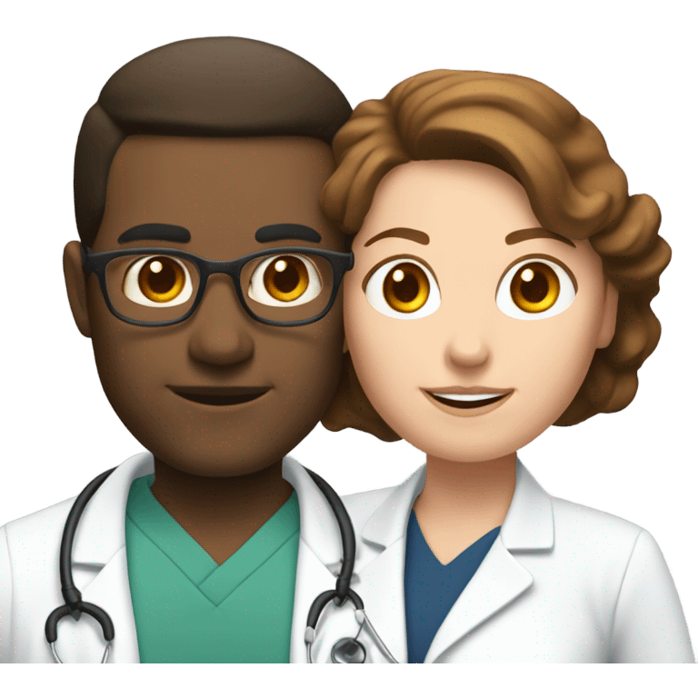  45 and a doctor with  short browm hair and and white woman emoji