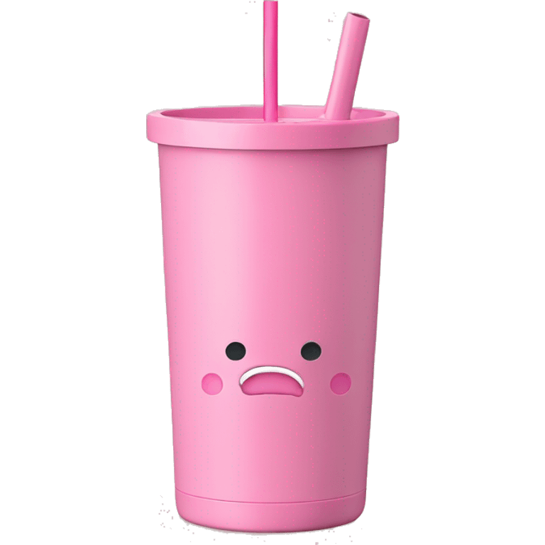 stanley tumbler pink with square handle and straw emoji