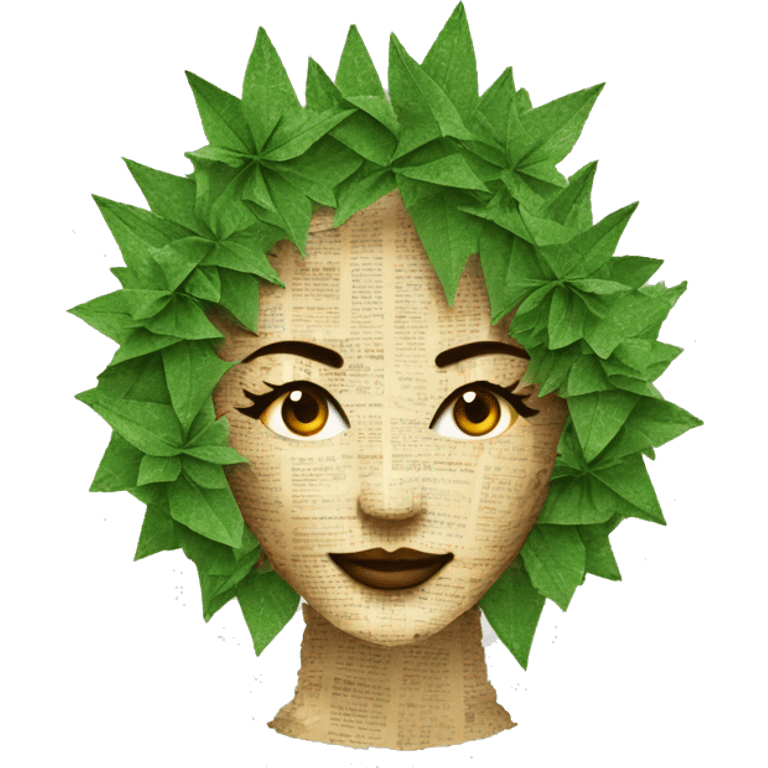  Hemp 420 lady face made of 420 origami newspaper roses hemp leaves lantern fairy lights burning paper and hemp leaves in hair and fairy lights emoji