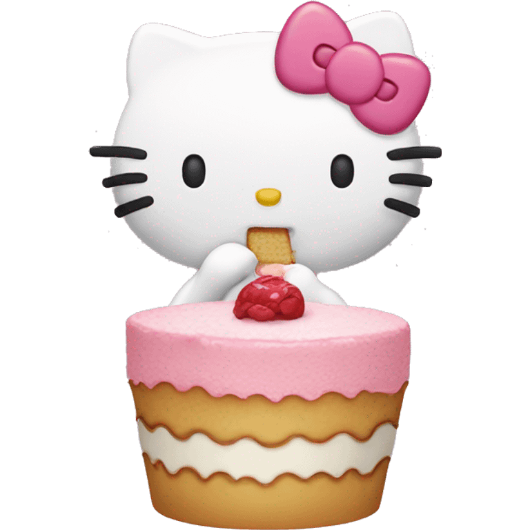 Hello kitty eating cake emoji