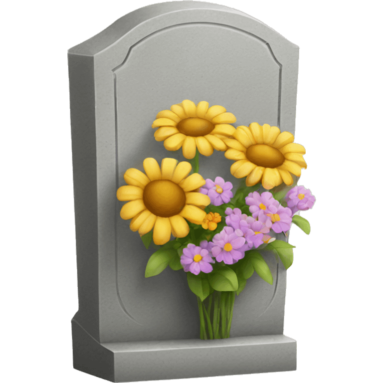 headstone with flowers emoji