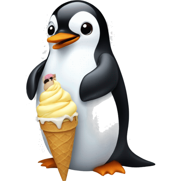 Penguin eating ice cream  emoji