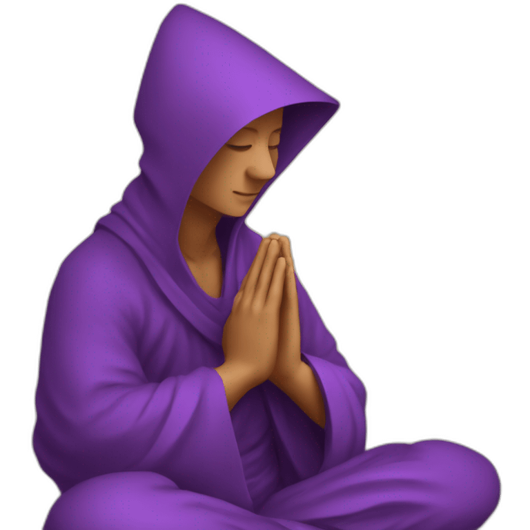 a purple monk praying yoga style with a triangular hood style hat from Antigua Guatemalahat emoji