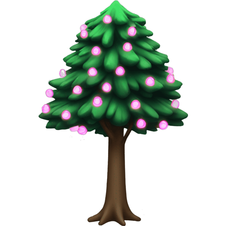 Green New year tree with pink lights emoji