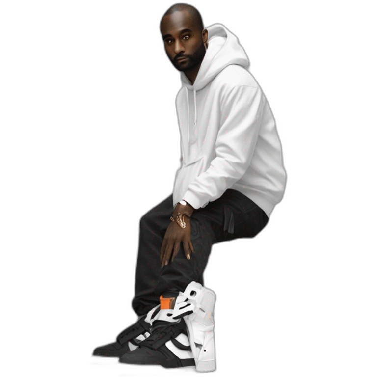 Virgil abloh qui tient une paire de off white emoji