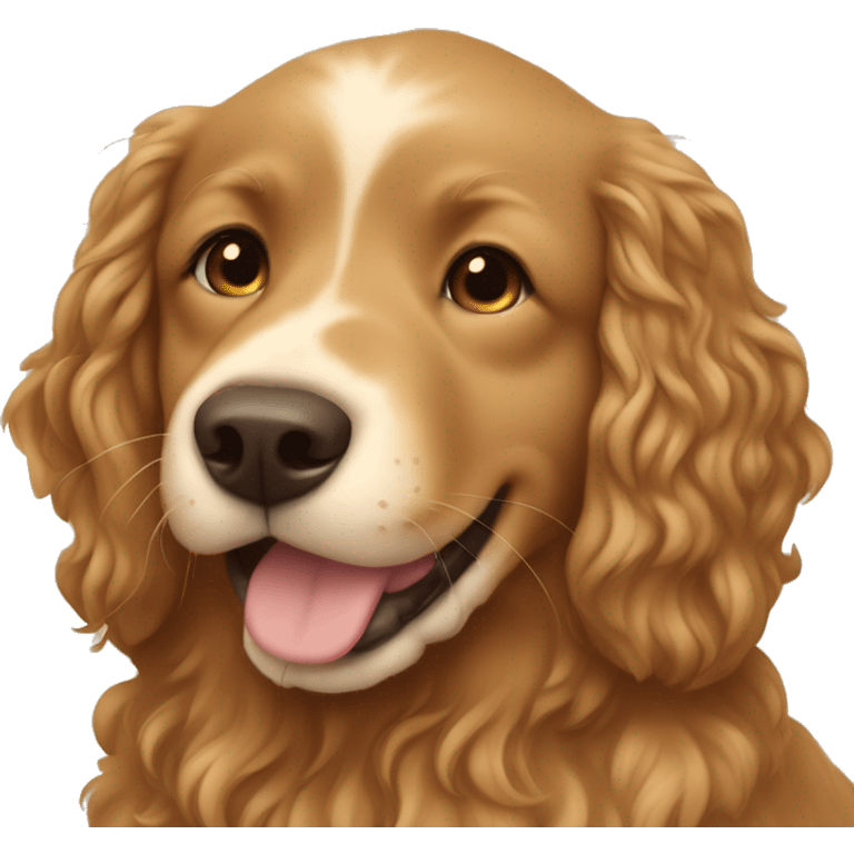 Tan skinned girl with  long brown curly hair with a golden retriever puppy emoji