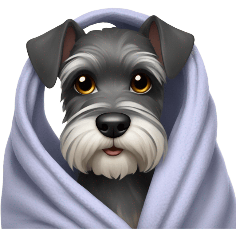 Schnauzer in a cozy blanket emoji