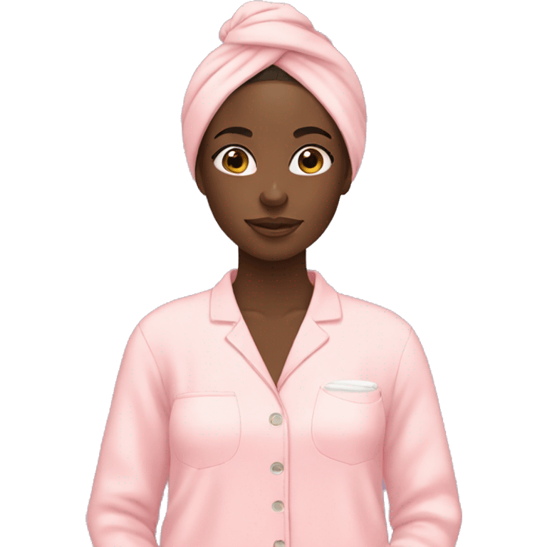 Black girl doing skincare with pjs on emoji