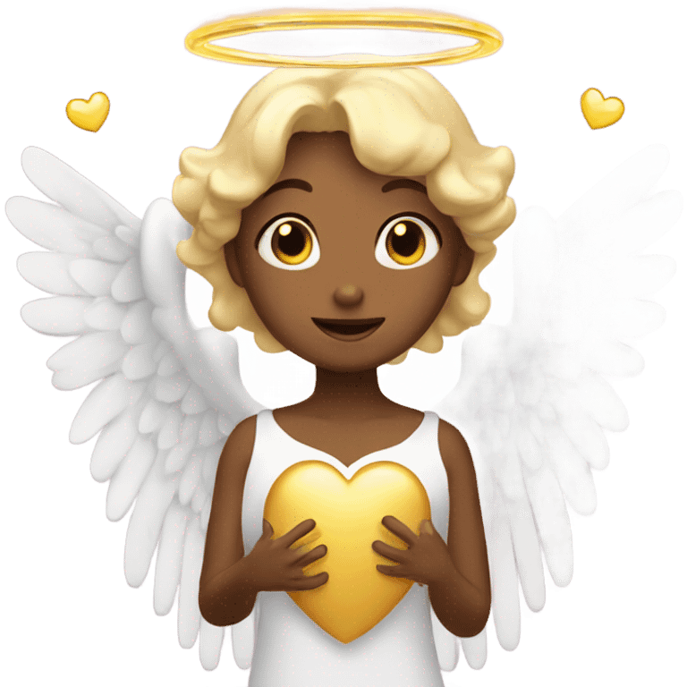 Angel wearing a halo with hearts emoji