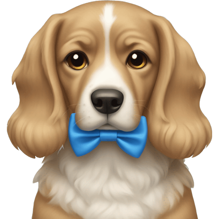 Dog wearing blue bow tie  emoji