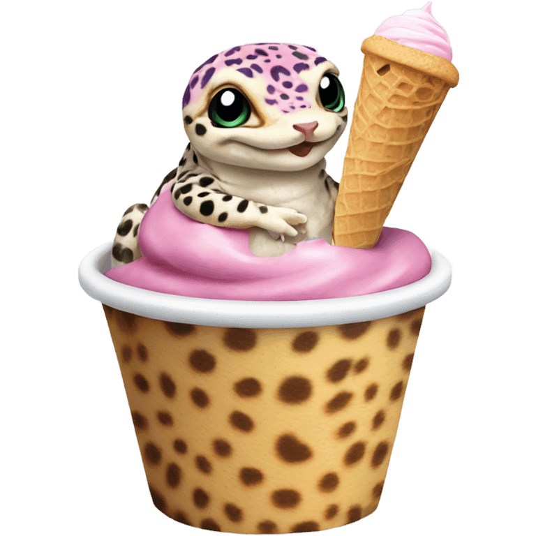 leopard gecko in an ice cream cup emoji