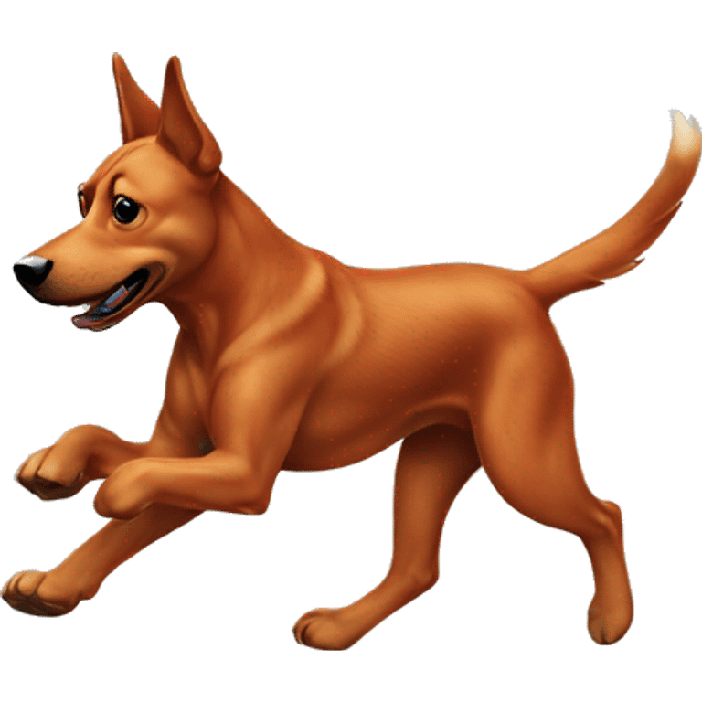 realistic solid red dog with pointed ears running emoji