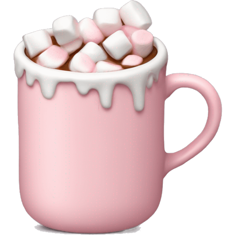 Light Pink mug of hot chocolate with marshmallows  emoji