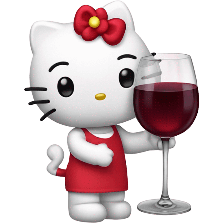 Hello Kitty drinking red wine emoji