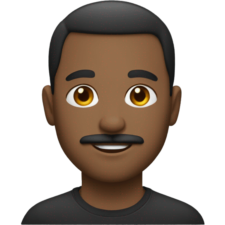 black guy who is 29 with a silver loop earring on his left ear and short hair and a simple gotee and mustache  emoji