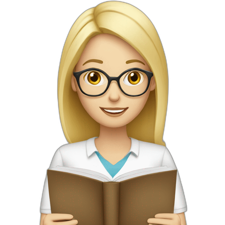 blond english teacher reading book emoji