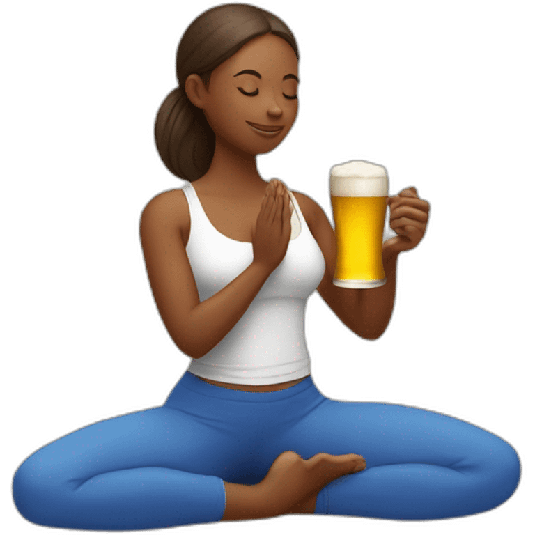 Yoga with a beer emoji