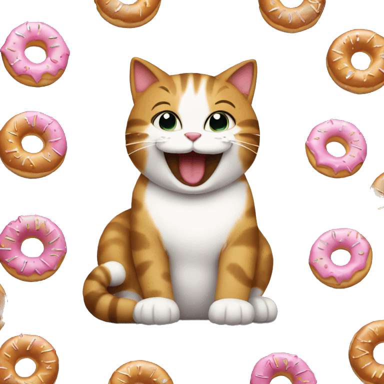 Happy cat with donuts  emoji