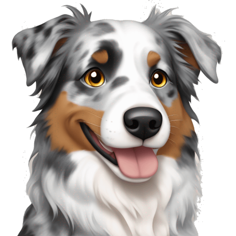 blue merle Australian shepherd with friends emoji