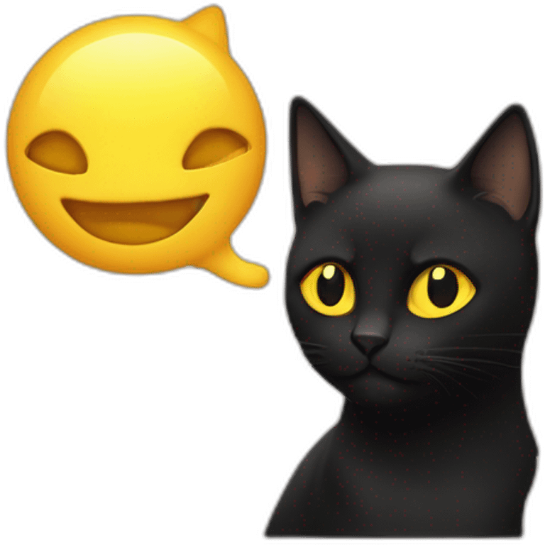 Chat noir avec des yeux jaune ,sur le dos les pâtes en l air emoji