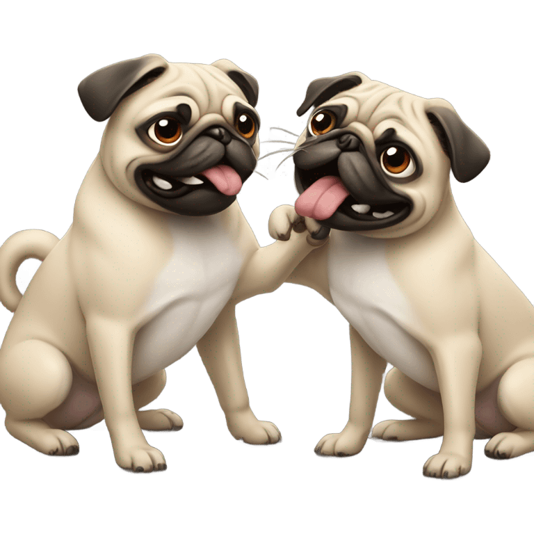 Two pugs fighting emoji