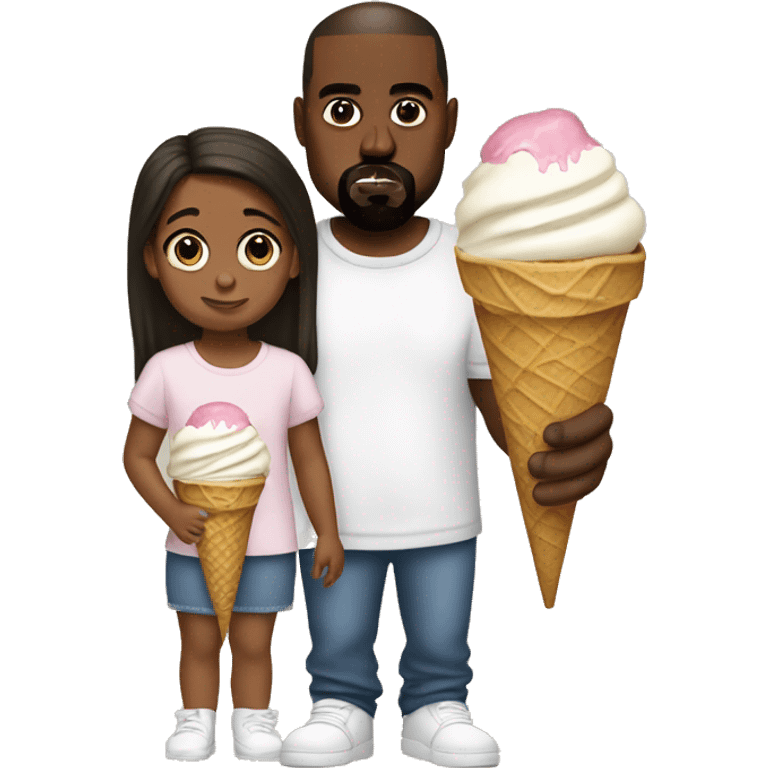 Kanye west with ice cream and his daughter emoji