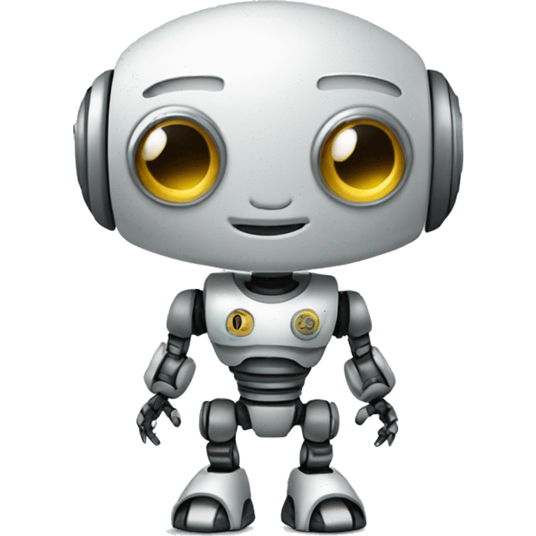 Cute robot with dollar coin eyes emoji