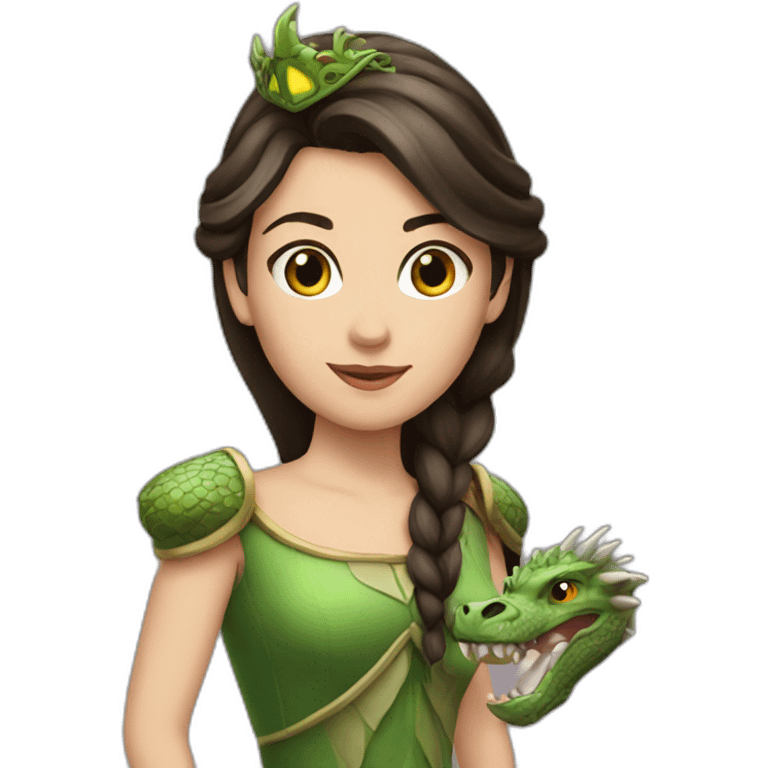 Brunette princess with dragon emoji