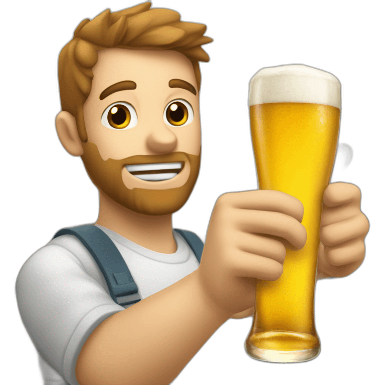 Chat blanc qui tient une bouteille de bière dans les mains emoji