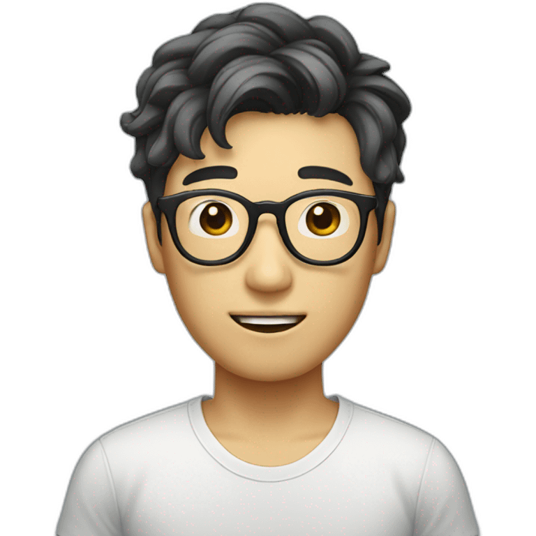 korean guy with curtains hair and glasses emoji