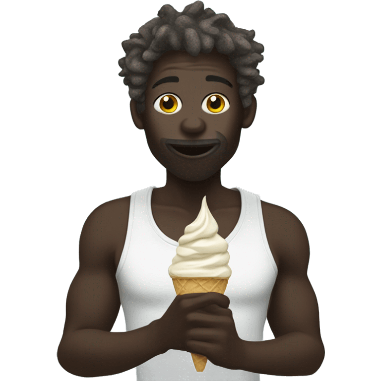 dark skin dreadhead eating ice cream emoji