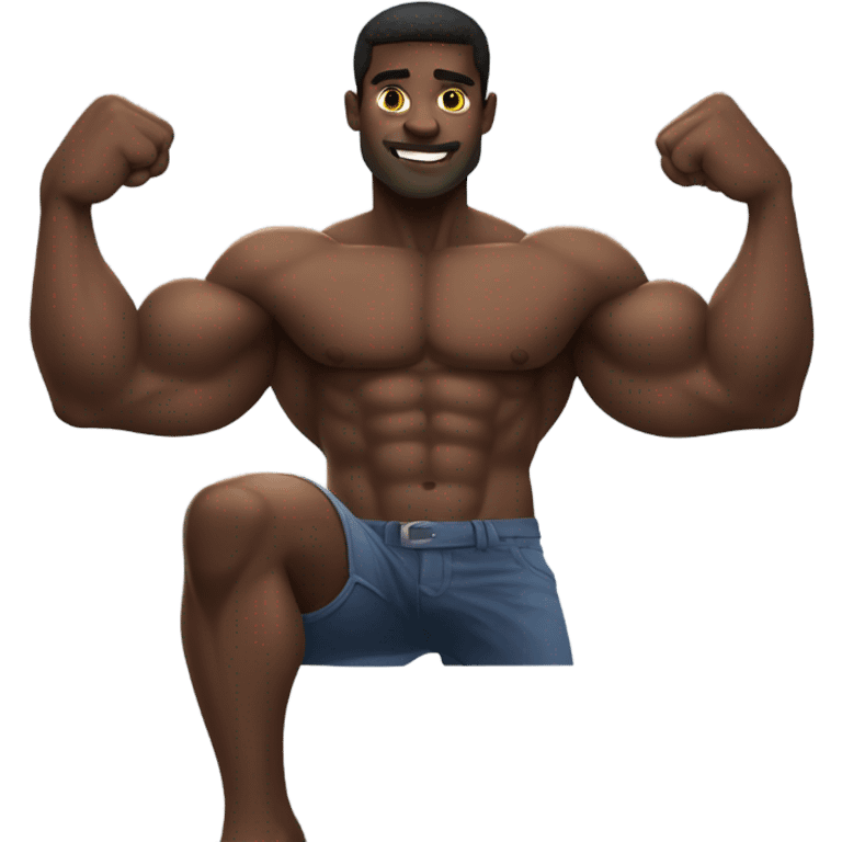 Milky muscle black guy showing muscles emoji