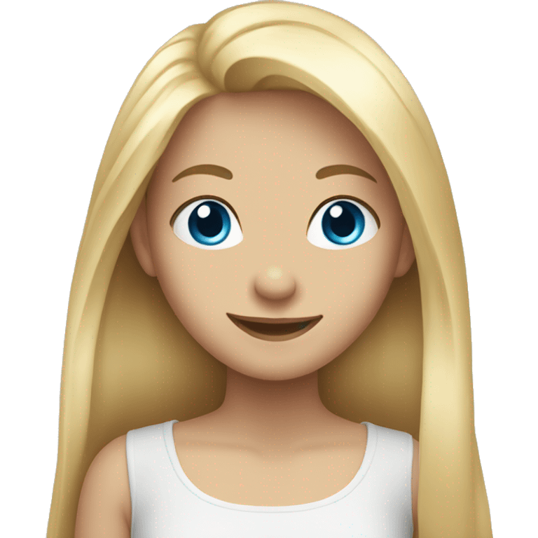 smiling girl with long blonde hair and blue eyes  emoji