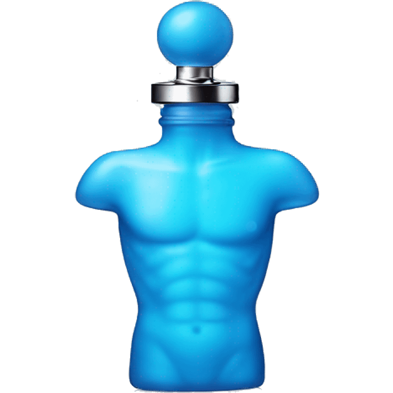 Le Male Perfume bottle in shape of a blue man's body emoji