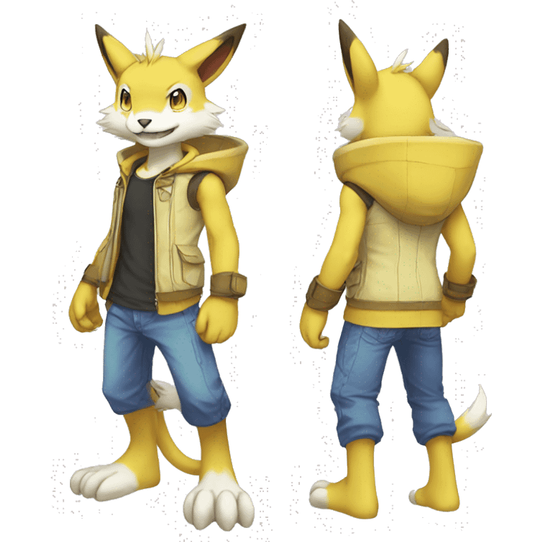 Cute cool anthro Digimon-Pokémon-animal full body emoji