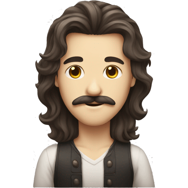 Long hair boy and moustache emoji