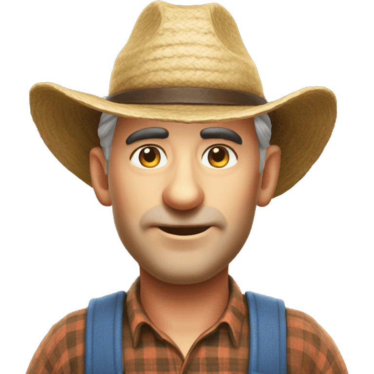 Realistic Human Adult Farmer, toon match game 3D character rendered emoji