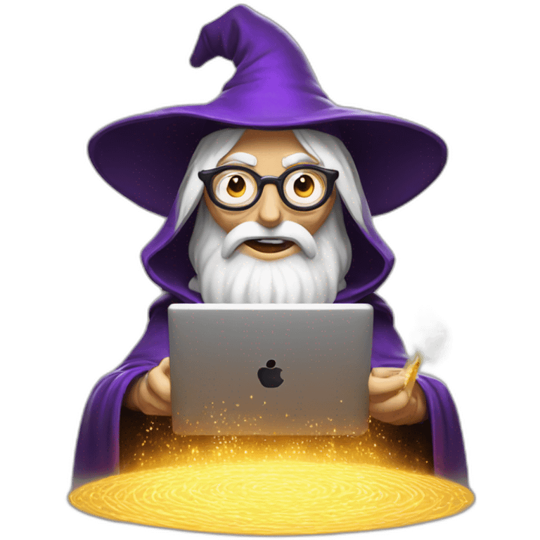 evil wizard coding genius with powerful magic emoji